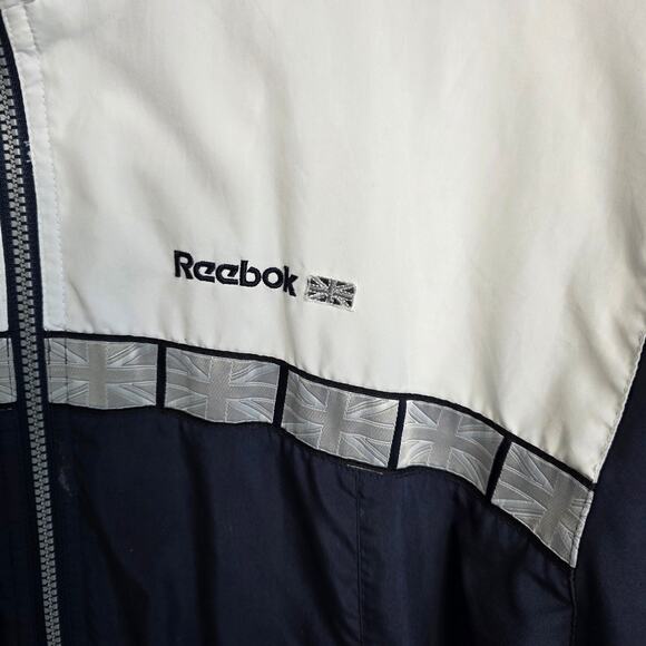 Reebok, Vintage Blue and White Wind Break with Grey Logo Border, Men's XL - Picture 2 of 8